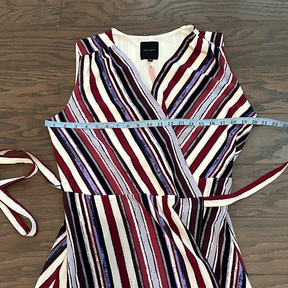 Alex Marie Colorful Cassie Stripe Sleeveless Wrap Dress Sunset Sands Size 10 NEW - Picture 11 of 12